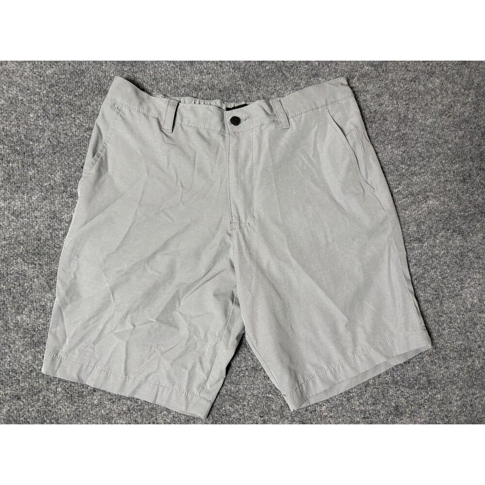 Banana Republic Chino Shorts Mens 34 Gray Microfiber 9" Inseam Stretch Casual